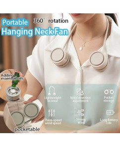 COD Portable Neck Fan Bladeless 360° rotation USB Electric Rechargeable Mini Fan for Outdoor Sports