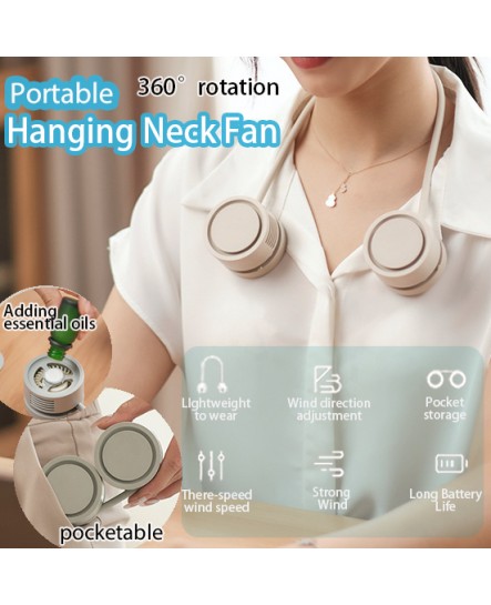 COD Portable Neck Fan Bladeless 360° rotation USB Electric Rechargeable Mini Fan for Outdoor Sports