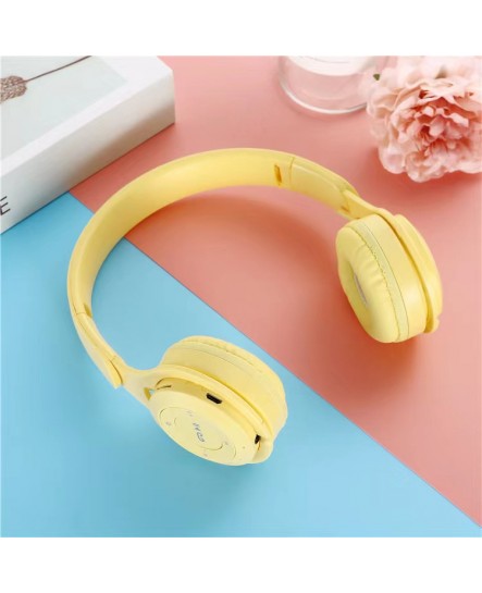 COD Macaron Colors Wireless Bluetooth Headphones Headset Microphone
