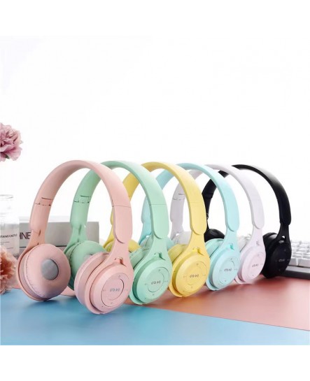 COD Macaron Colors Wireless Bluetooth Headphones Headset Microphone