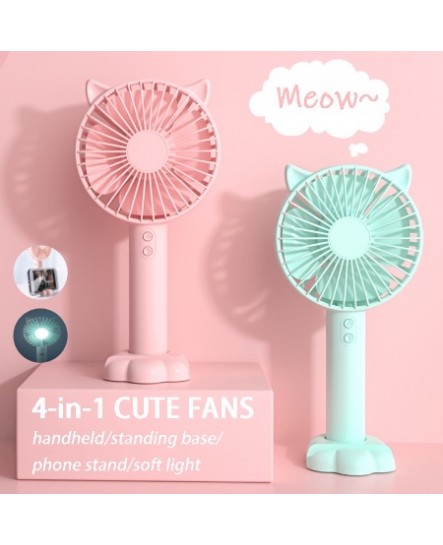 COD Handheld USB Small Mini Fan Rechargeable Portable Electric Fan with Light For Indoor Outdoor Cooling Fan